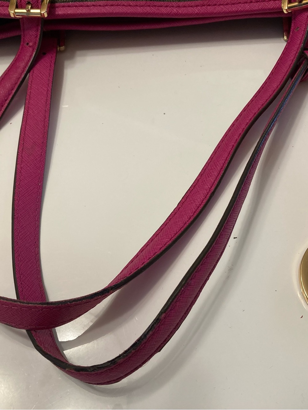 Michael Kors Tote, brown with pink trim - Picture 3 of 12